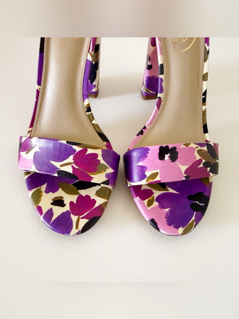 Sam Edelman Shoes Yaro Violet Floral Ankle-Strap Block Heel Sandals 7.5 - Picture 6 of 12